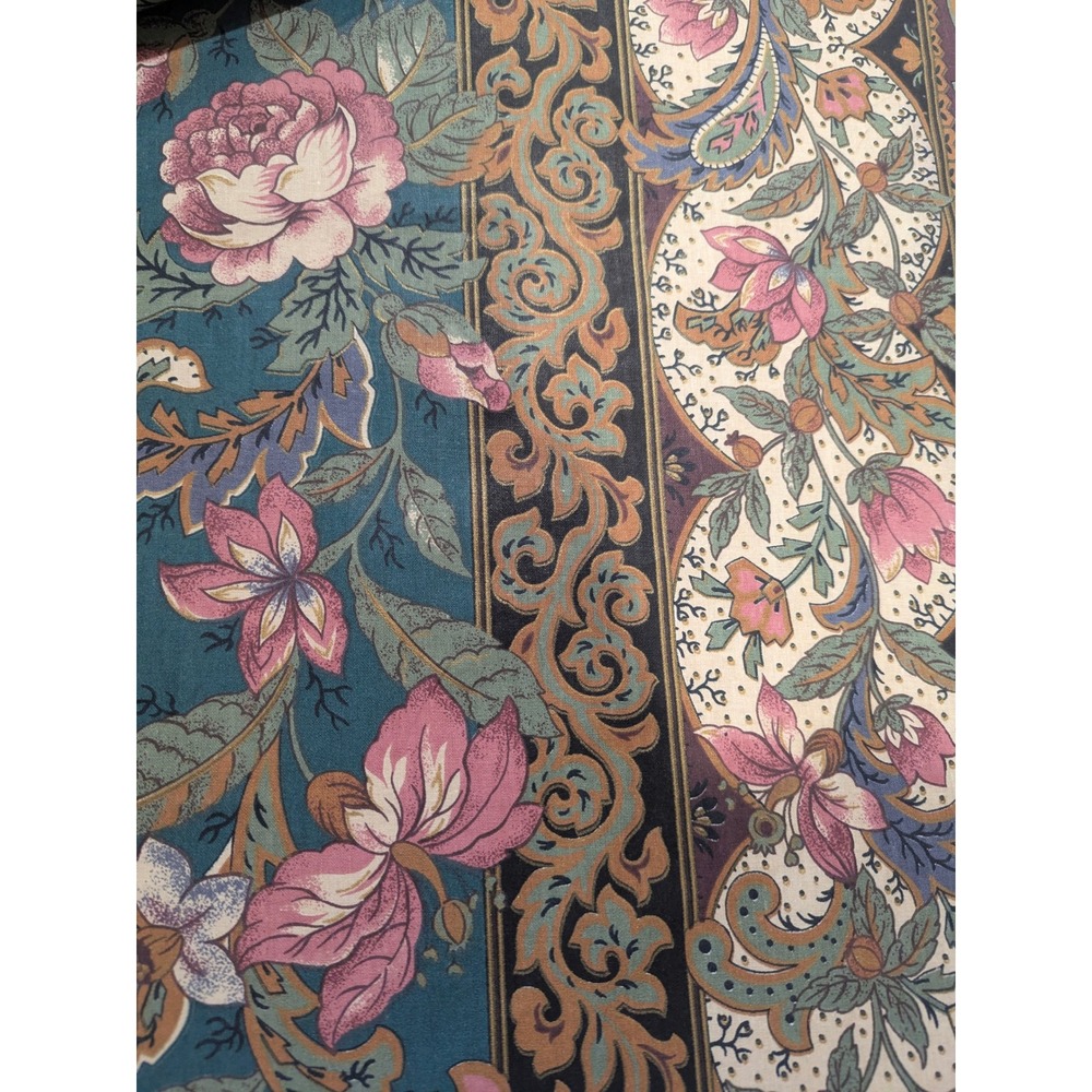 Vintage 1987 Kennill Floral Paisley Border Fabric 6 Yards 56" Wide FMR